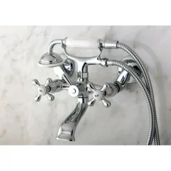 Kingston Brass Victorian Tub Wall Mount Clawfoot Tub Filler with Hand Shower