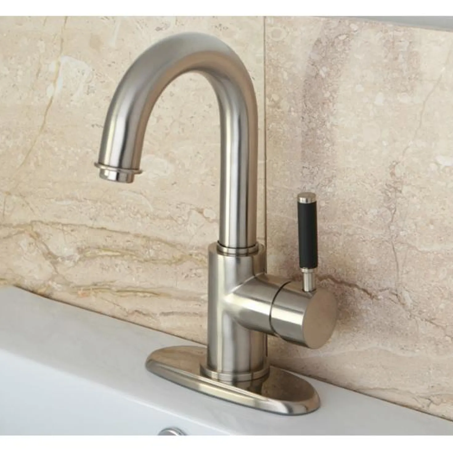 Kingston Brass Vilbosch Single Handle 4" Centerset Lavatory Faucet with Push Pop-up and Optional Deck Plate