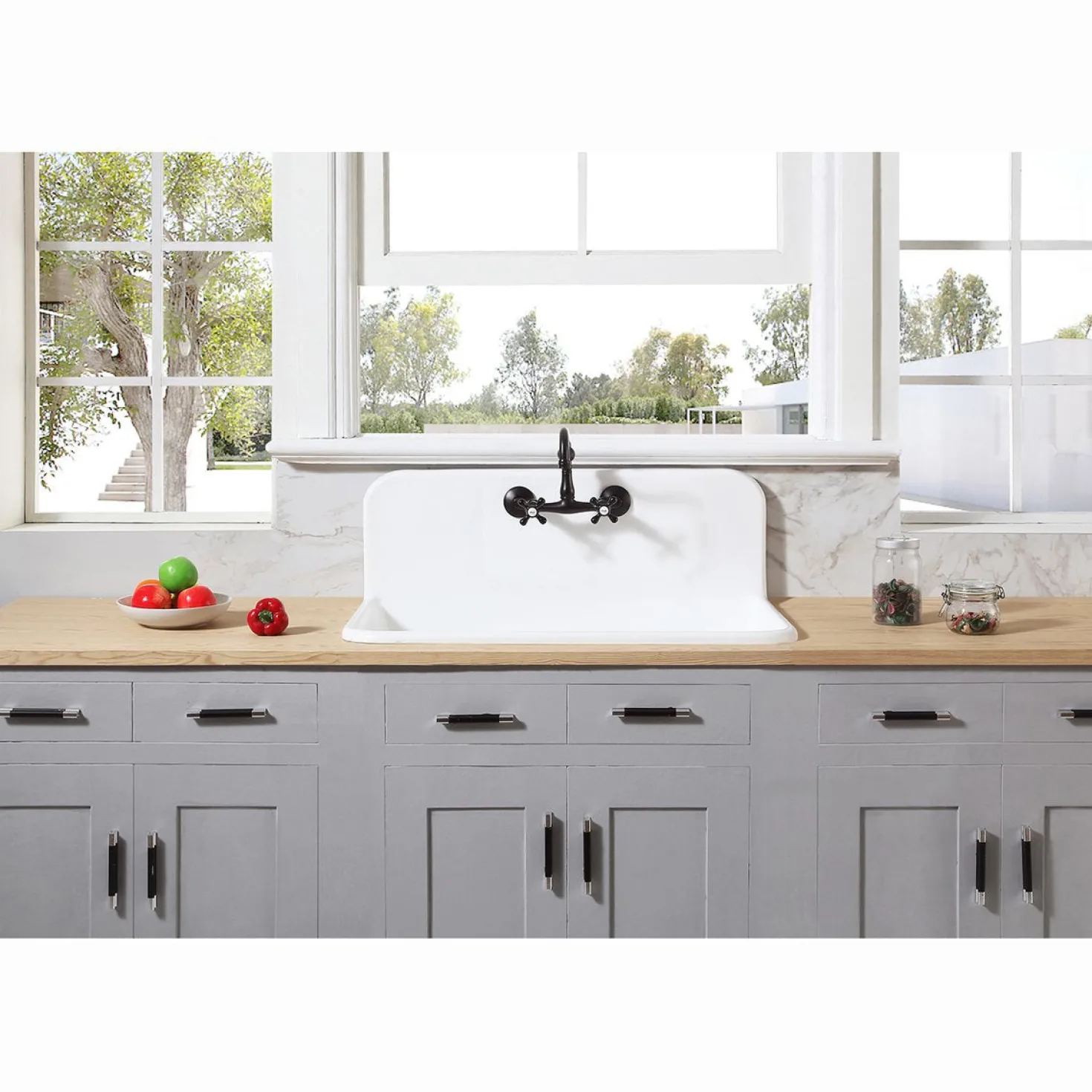 Kingston Brass Vintage 6" Adjustable Center Wall Mount Kitchen Faucet