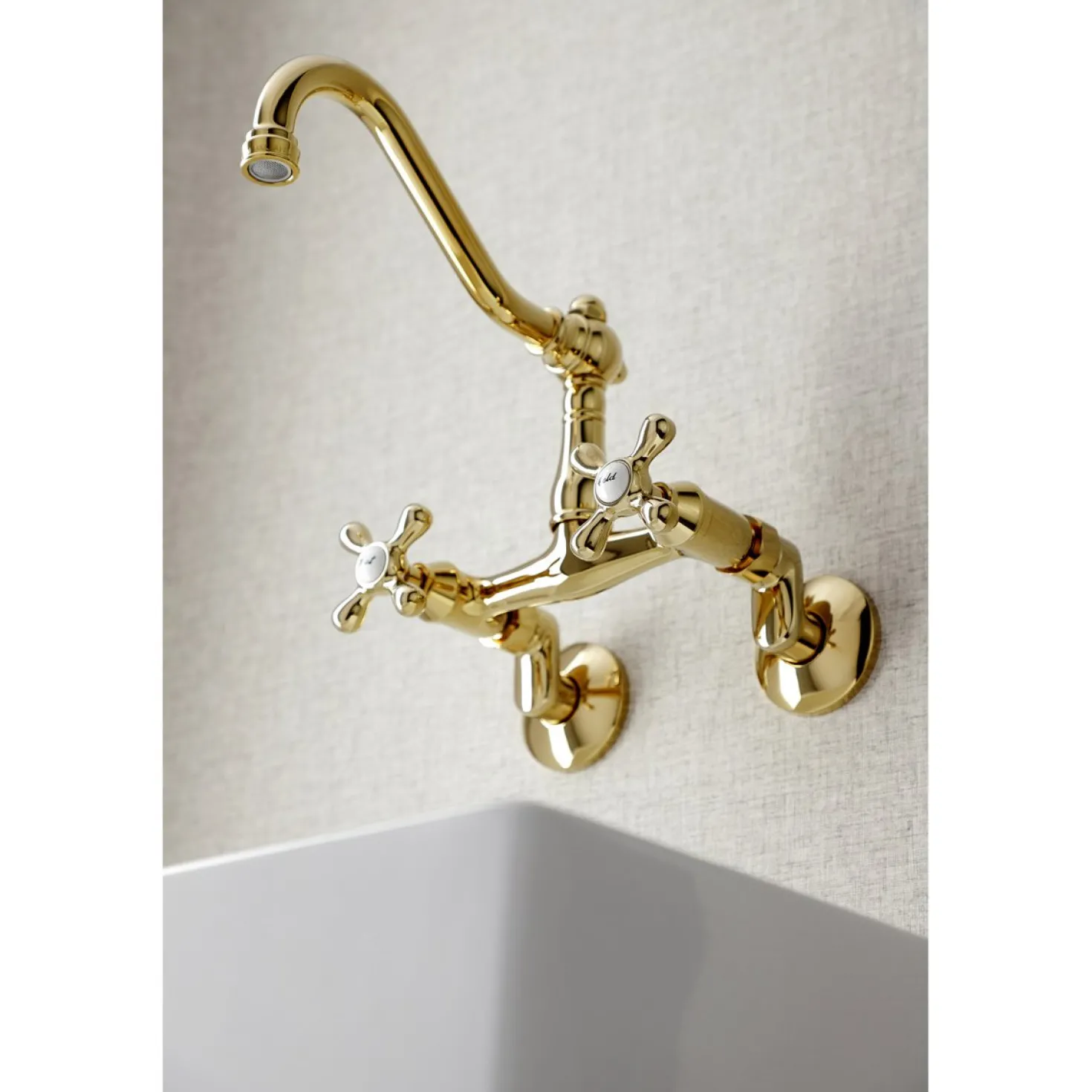 Kingston Brass Vintage 6" Adjustable Center Wall Mount Kitchen Faucet