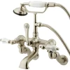 Kingston Brass Vintage Adjustable 3-3/8" - 10" Center Classic Brass Wall Mount Clawfoot Tub Filler with Hand Shower