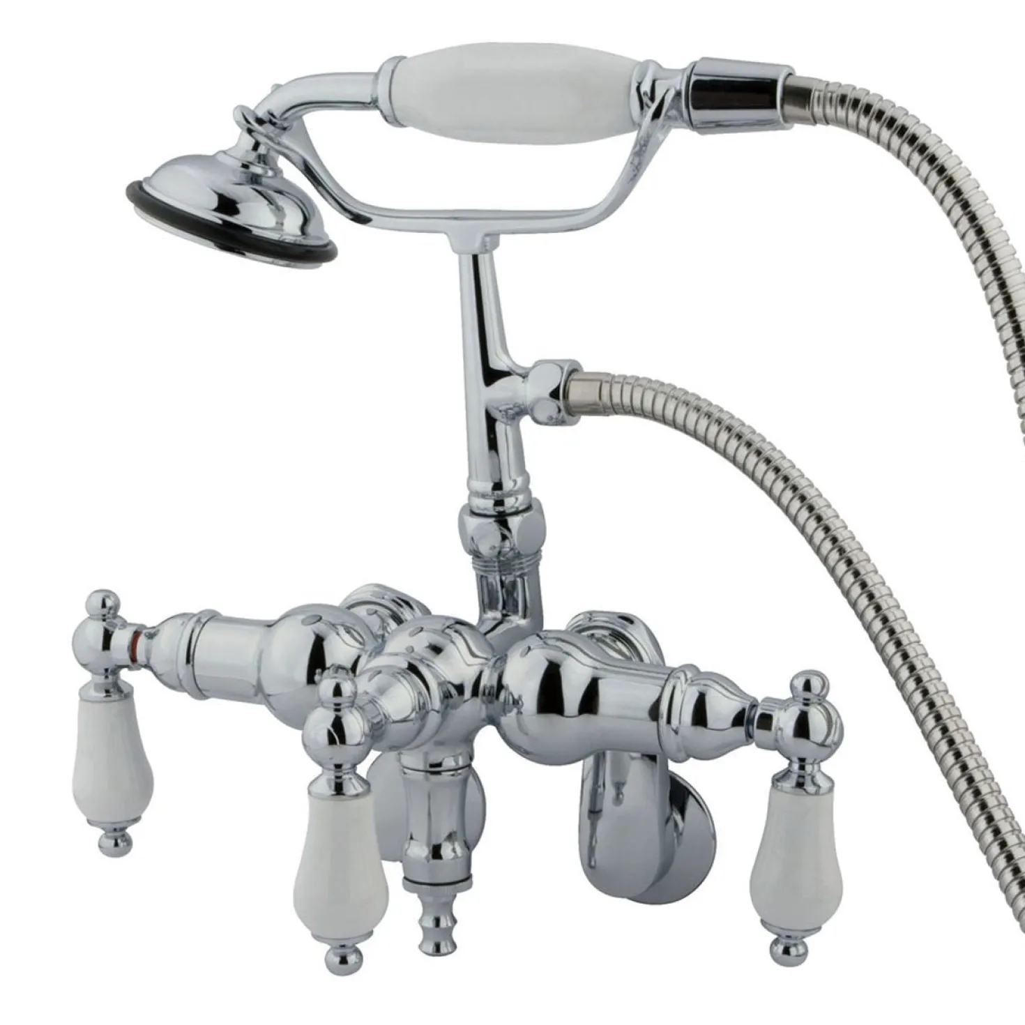 Kingston Brass Vintage Adjustable 3-3/8" - 9" Center Classic Wall Mount Clawfoot Tub Filler with Hand Shower