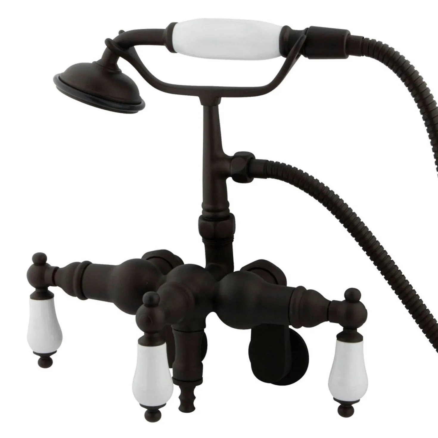 Kingston Brass Vintage Adjustable 3-3/8" - 9" Center Classic Wall Mount Clawfoot Tub Filler with Hand Shower