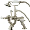 Kingston Brass Vintage Adjustable 3-3/8" - 10" Center Brass Deck Mount Clawfoot Tub Filler with Hand Shower