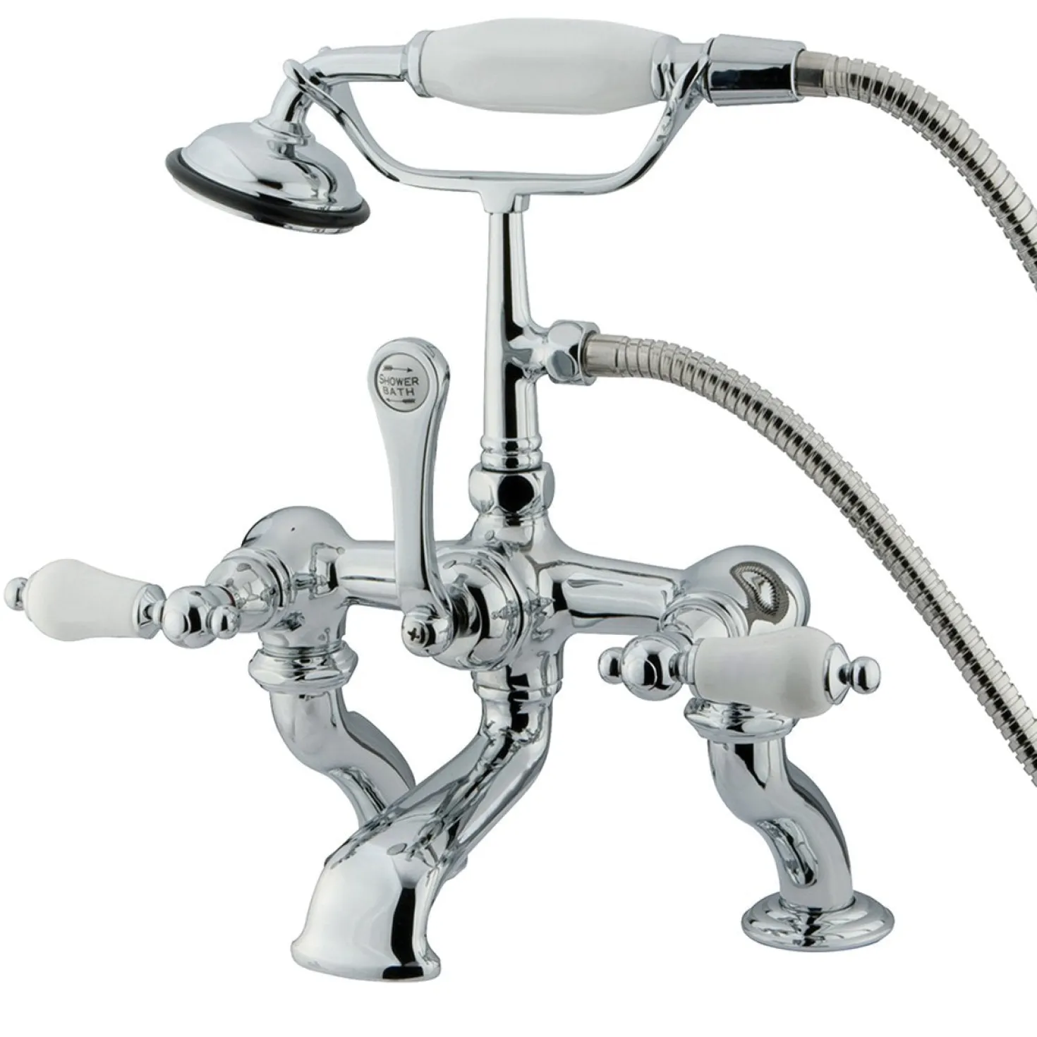 Kingston Brass Vintage Adjustable 3-3/8" - 10" Center Classic Deck Mount Clawfoot Tub Filler with Hand Shower