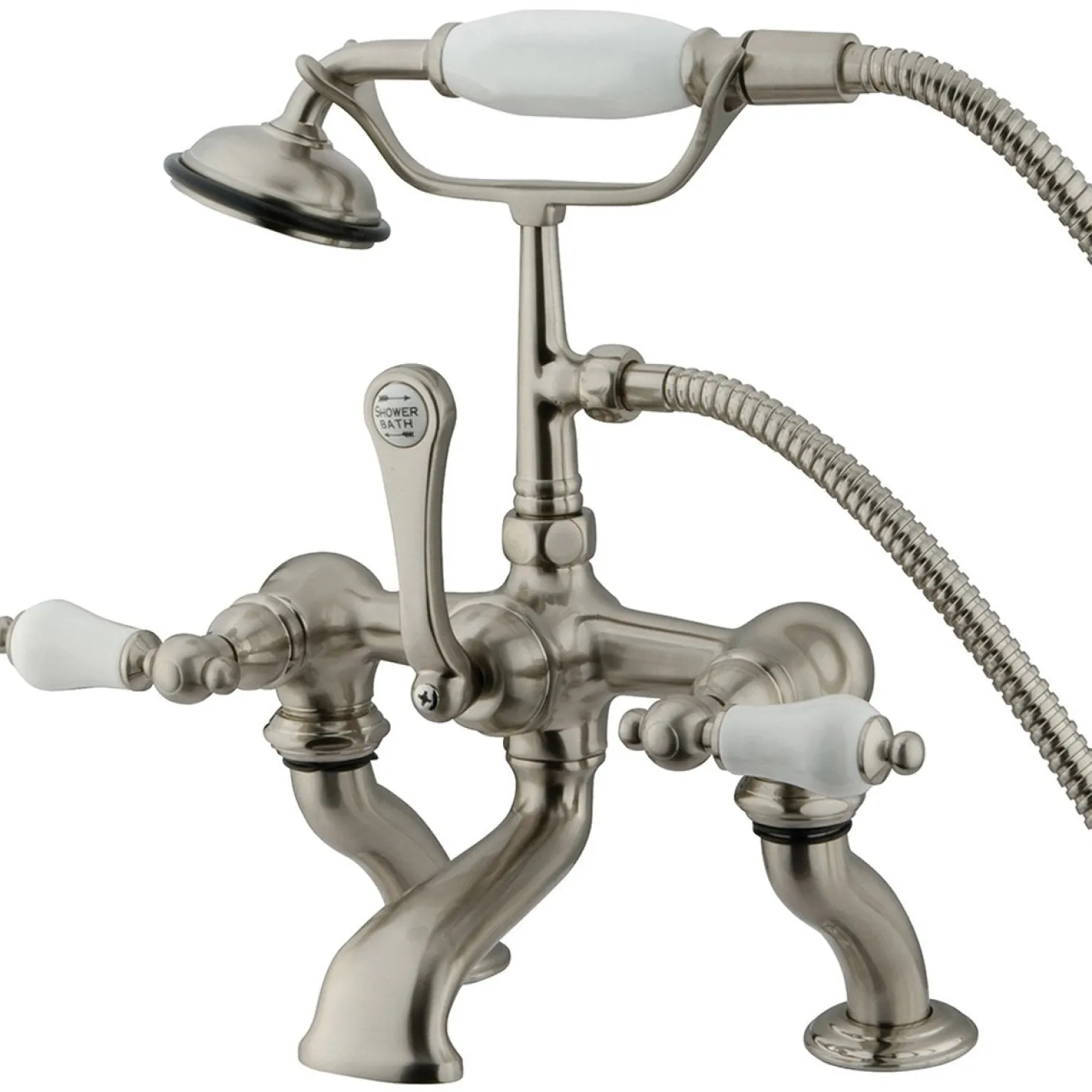 Kingston Brass Vintage Adjustable 3-3/8" - 10" Center Classic Deck Mount Clawfoot Tub Filler with Hand Shower