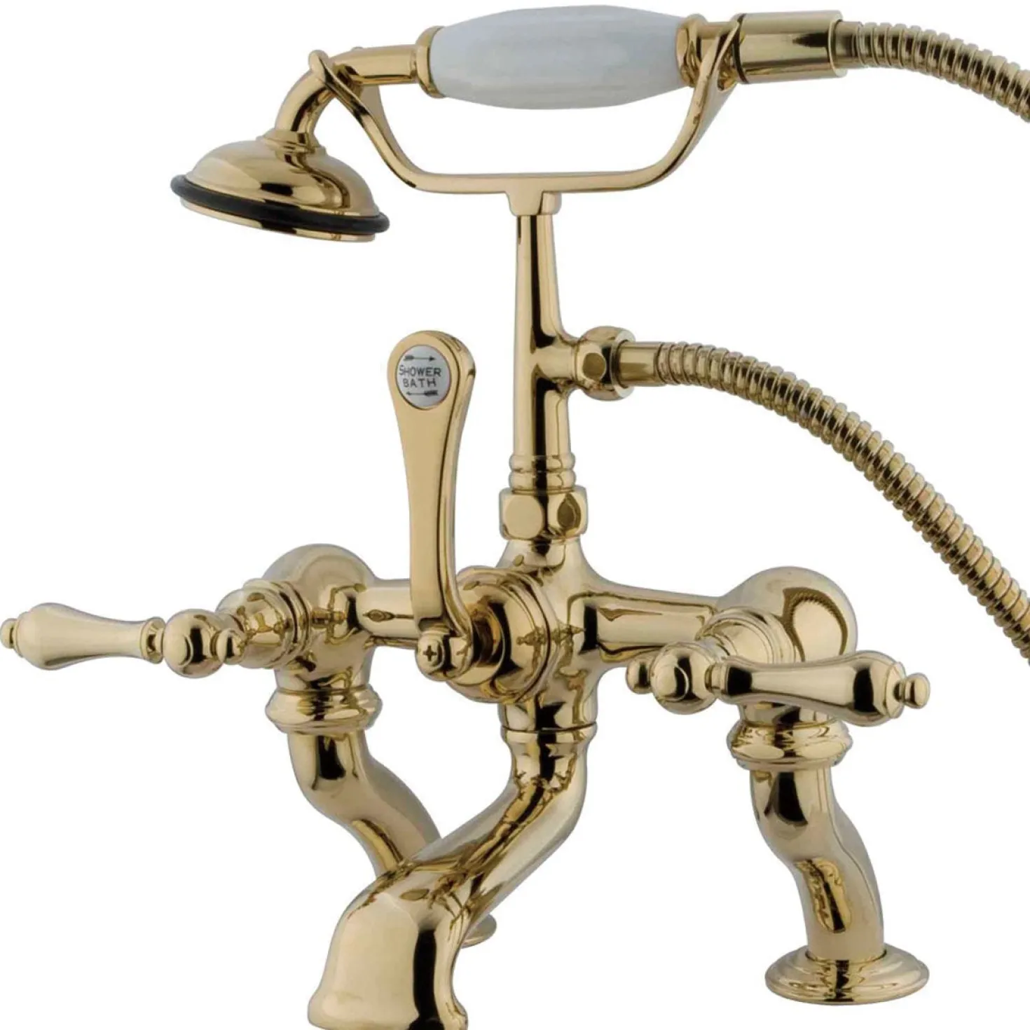 Kingston Brass Vintage Adjustable 3-3/8" - 10" Center Deck Mount Clawfoot Tub Filler with Hand Shower