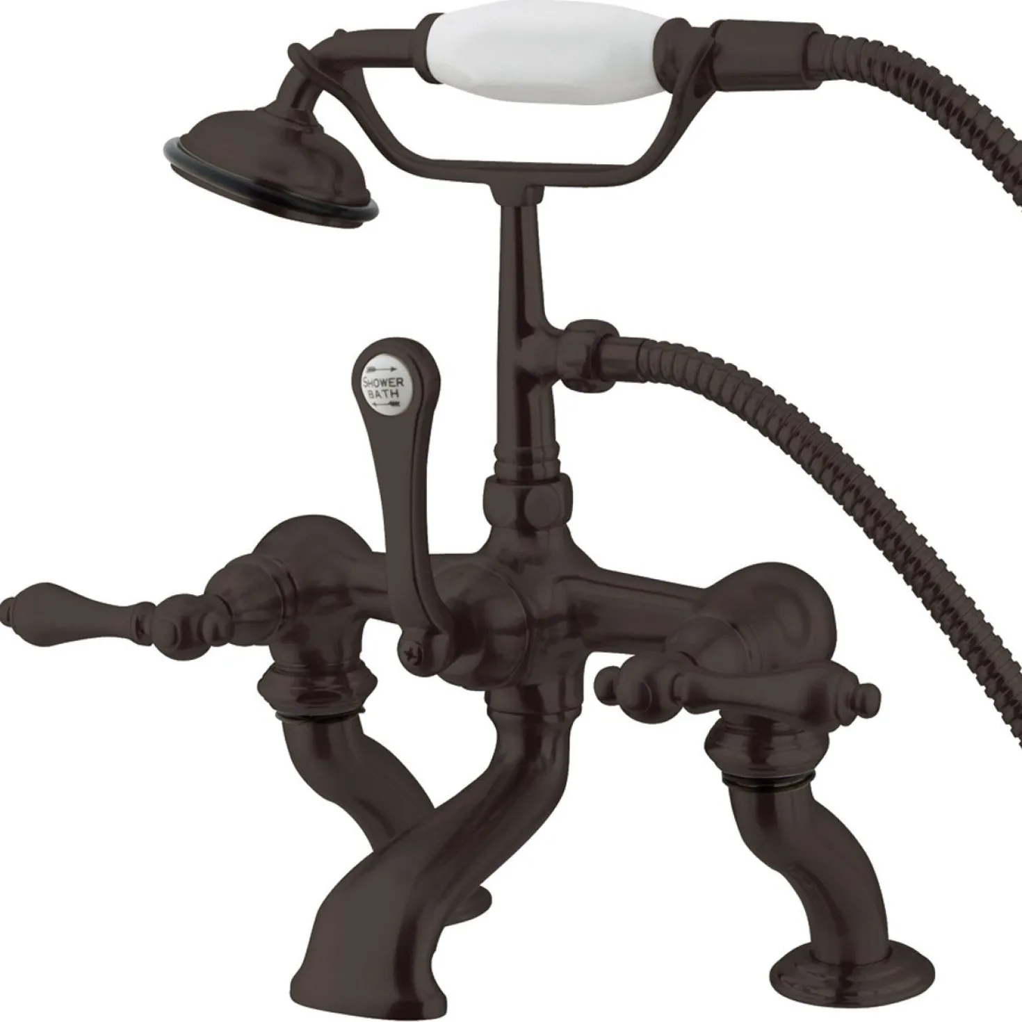 Kingston Brass Vintage Adjustable 3-3/8" - 10" Center Deck Mount Clawfoot Tub Filler with Hand Shower