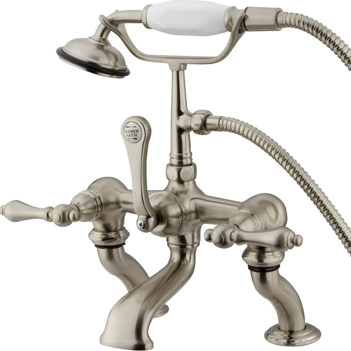 Kingston Brass Vintage Adjustable 3-3/8" - 10" Center Deck Mount Clawfoot Tub Filler with Hand Shower