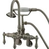 Kingston Brass Vintage 3-3/8" - 9" Adjustable Center Classic Brass Wall Mount Clawfoot Tub Filler with Hand Shower