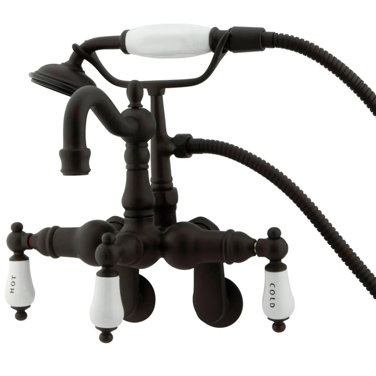 Kingston Brass Vintage 3-3/8" - 9" Adjustable Center Classic Wall Mount Clawfoot Tub Filler with Hand Shower