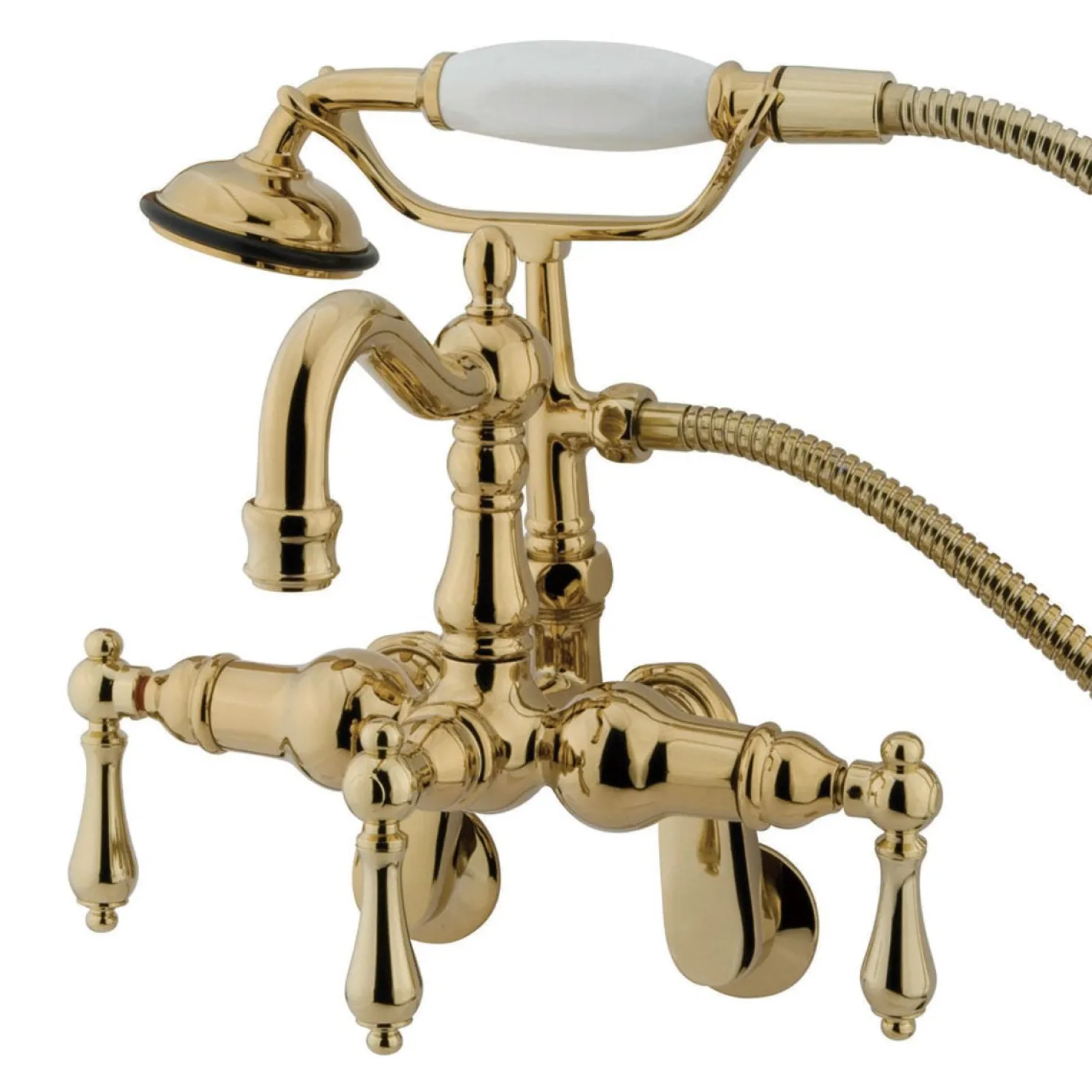 Kingston Brass Vintage 3-3/8" - 9" Adjustable Center Clawfoot Wall Mount Tub Filler with Hand Shower