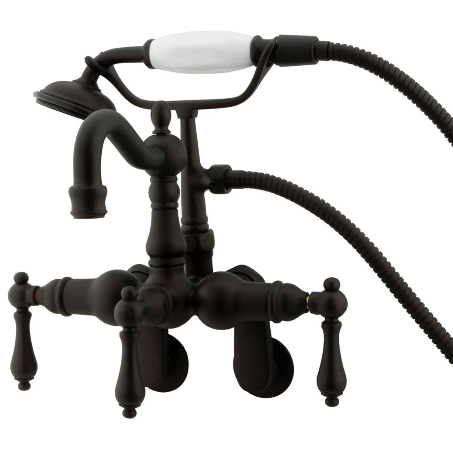 Kingston Brass Vintage 3-3/8" - 9" Adjustable Center Clawfoot Wall Mount Tub Filler with Hand Shower