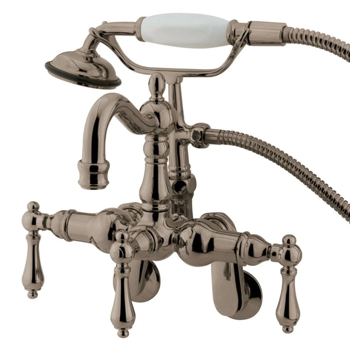 Kingston Brass Vintage 3-3/8" - 9" Adjustable Center Clawfoot Wall Mount Tub Filler with Hand Shower
