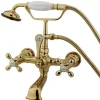 Kingston Brass Vintage 7" Brass Wall Mount Clawfoot Tub Filler Faucet with Hand Shower