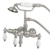 Kingston Brass Vintage 3-3/8" Brass Wall Mount Clawfoot Tub Filler with Hand Shower