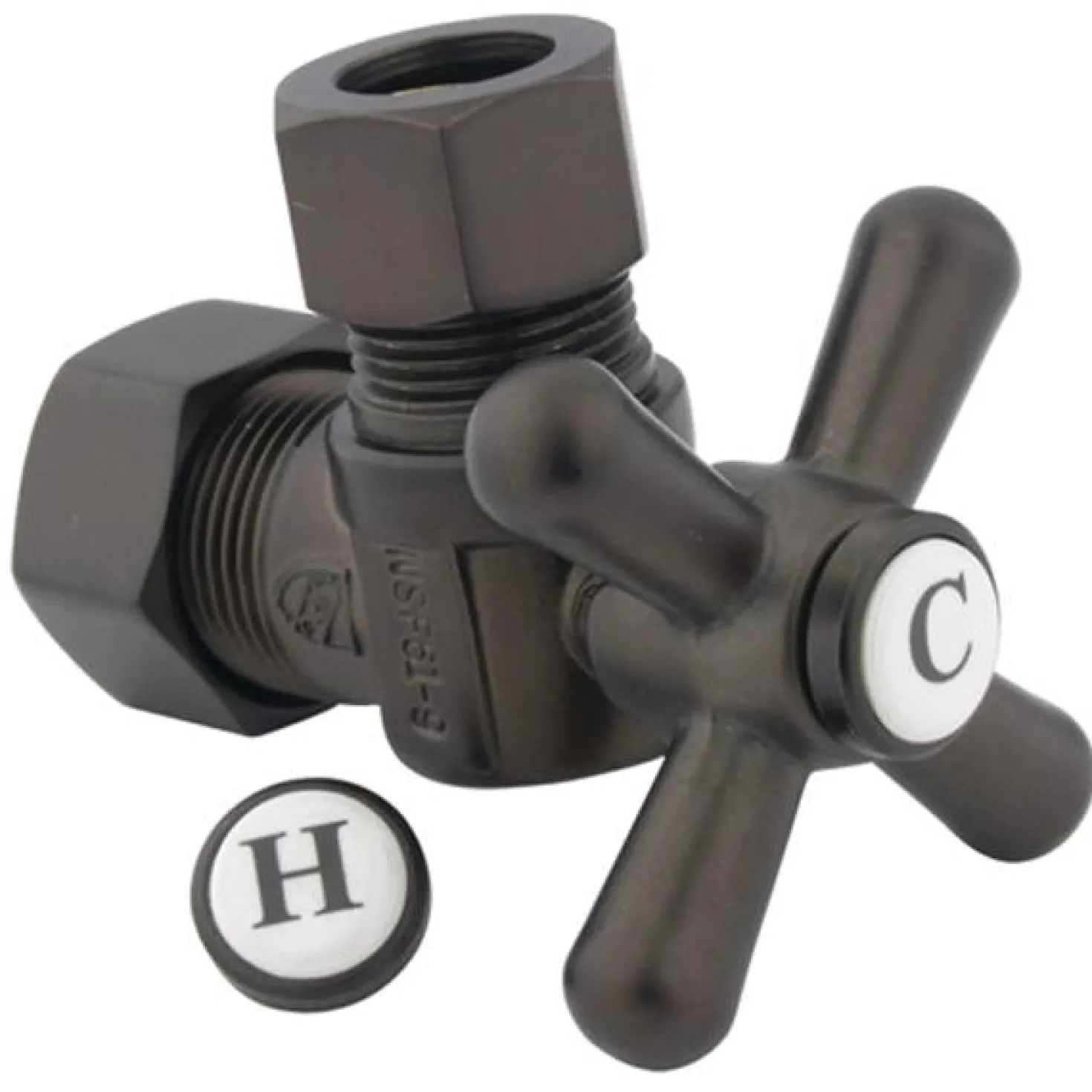 Kingston Brass Vintage CC54405X 5/8" O.D. Compression, 1/2" O.D. Compression Angle Shut-off Valve in Oil Rubbed Bronze