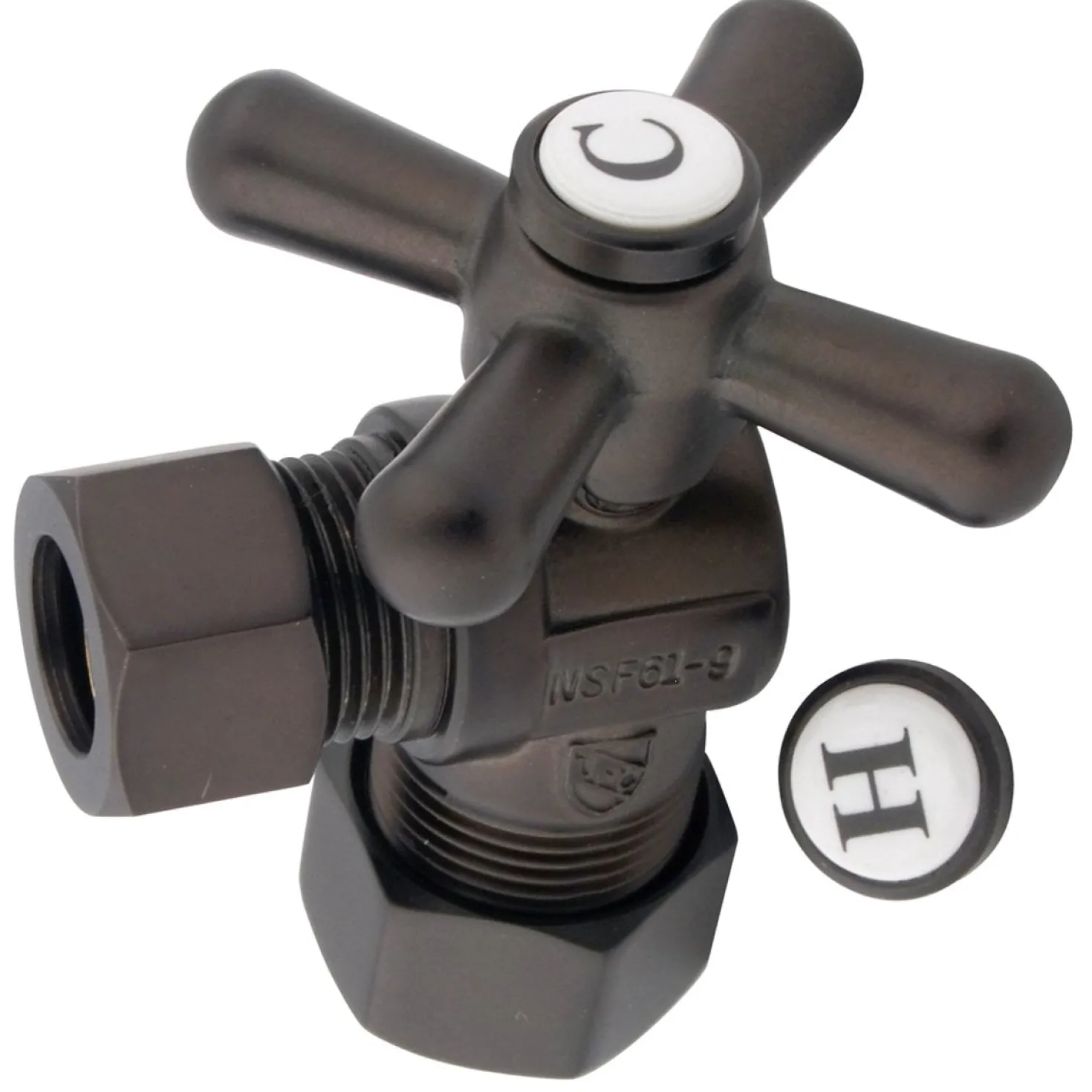 Kingston Brass Vintage CC54405X 5/8" O.D. Compression, 1/2" O.D. Compression Angle Shut-off Valve in Oil Rubbed Bronze