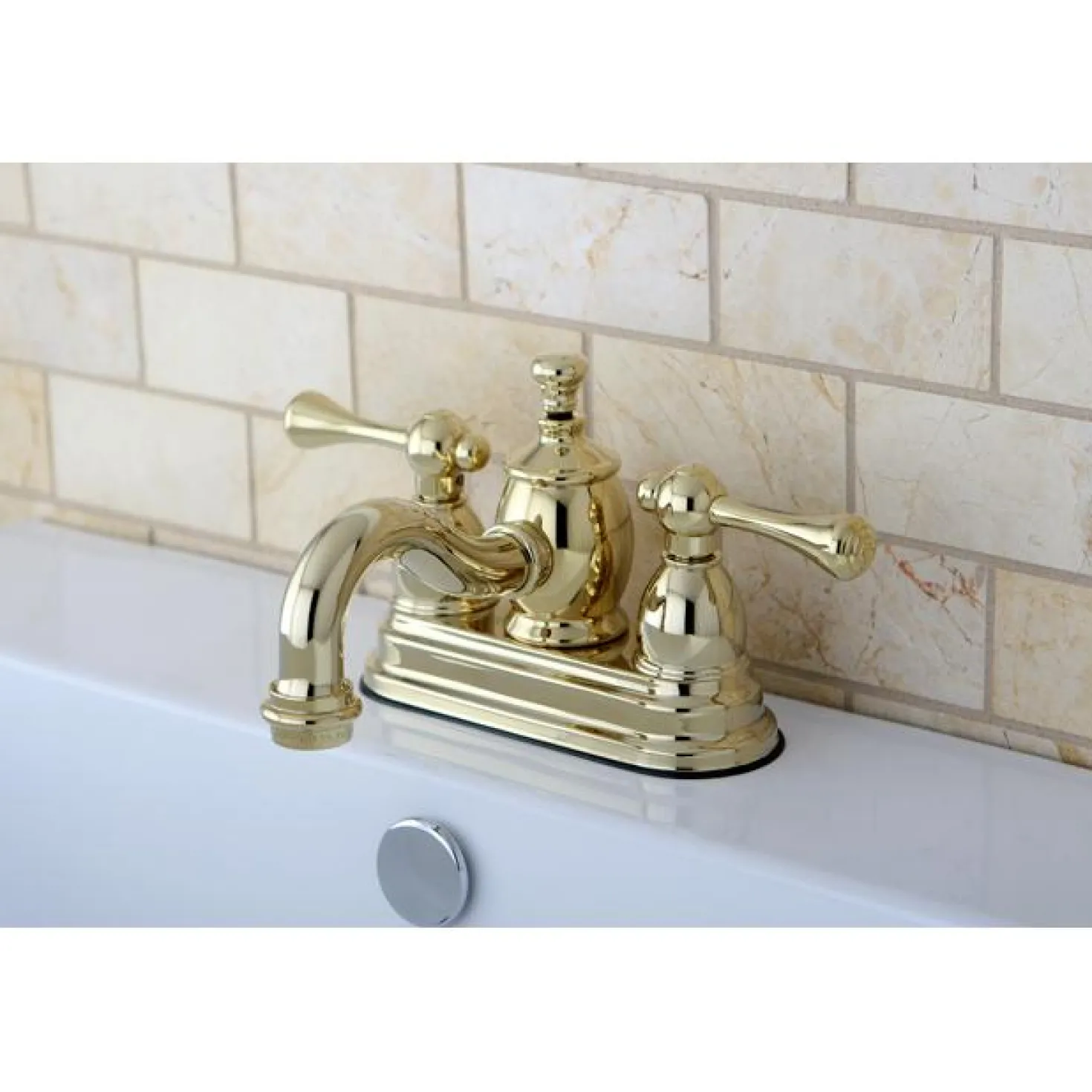 Kingston Brass Vintage 4" Centerset Lavatory Faucet with Heritage Spout and Metal Lever Handle