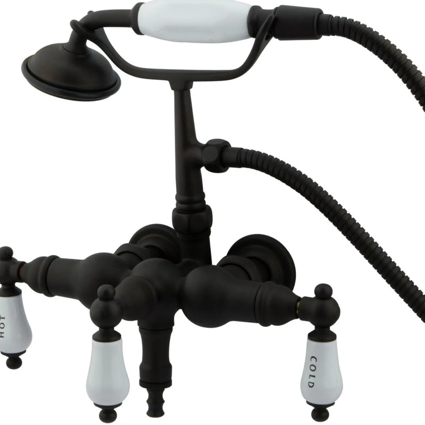 Kingston Brass Vintage 3-3/8" Classic Brass Clawfoot Wall Mount Tub Filler with Hand Shower