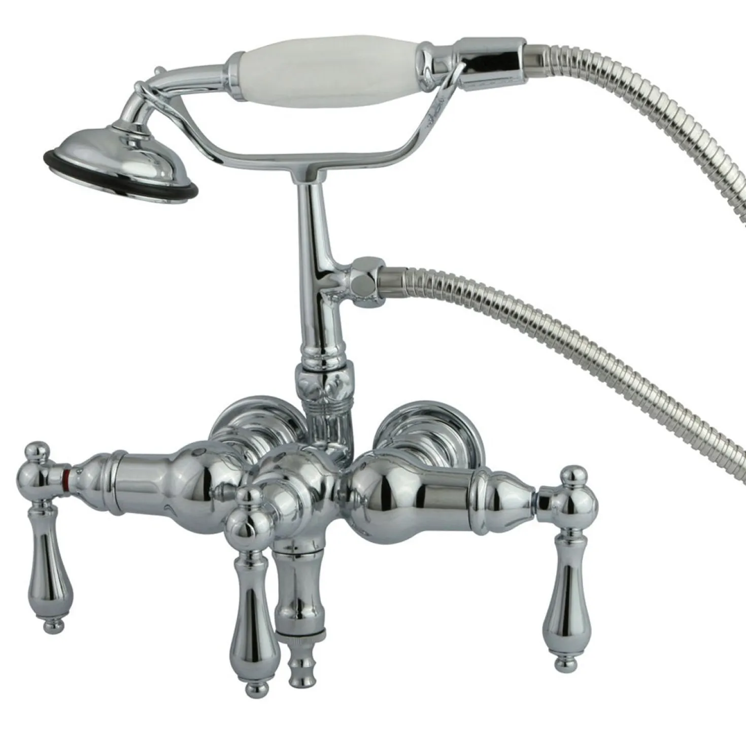 Kingston Brass Vintage 3-3/8" Classic Clawfoot Wall Mount Tub Filler with Hand Shower