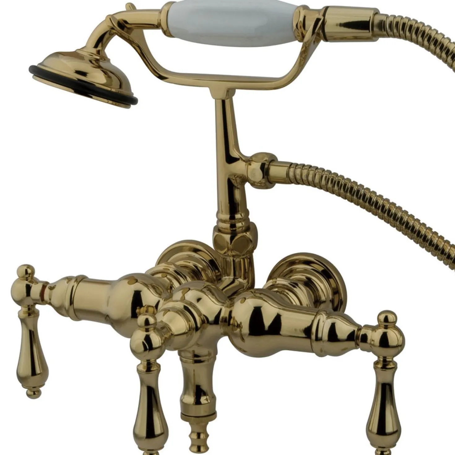 Kingston Brass Vintage 3-3/8" Classic Clawfoot Wall Mount Tub Filler with Hand Shower
