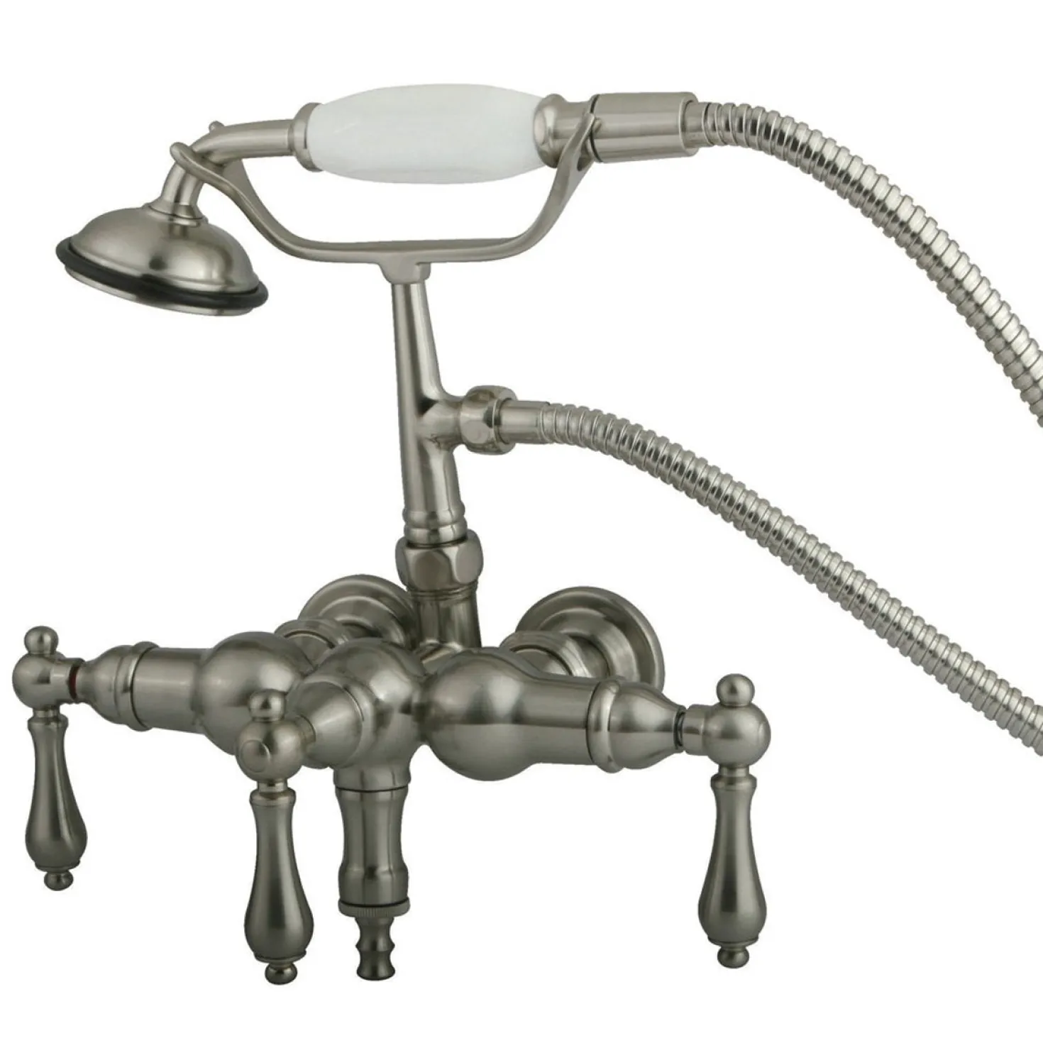 Kingston Brass Vintage 3-3/8" Classic Clawfoot Wall Mount Tub Filler with Hand Shower
