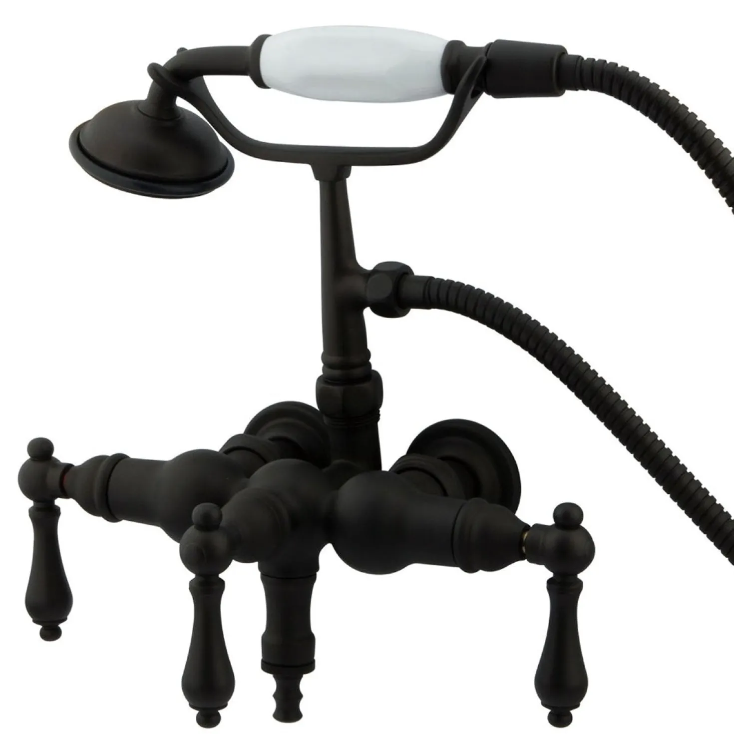 Kingston Brass Vintage 3-3/8" Classic Clawfoot Wall Mount Tub Filler with Hand Shower