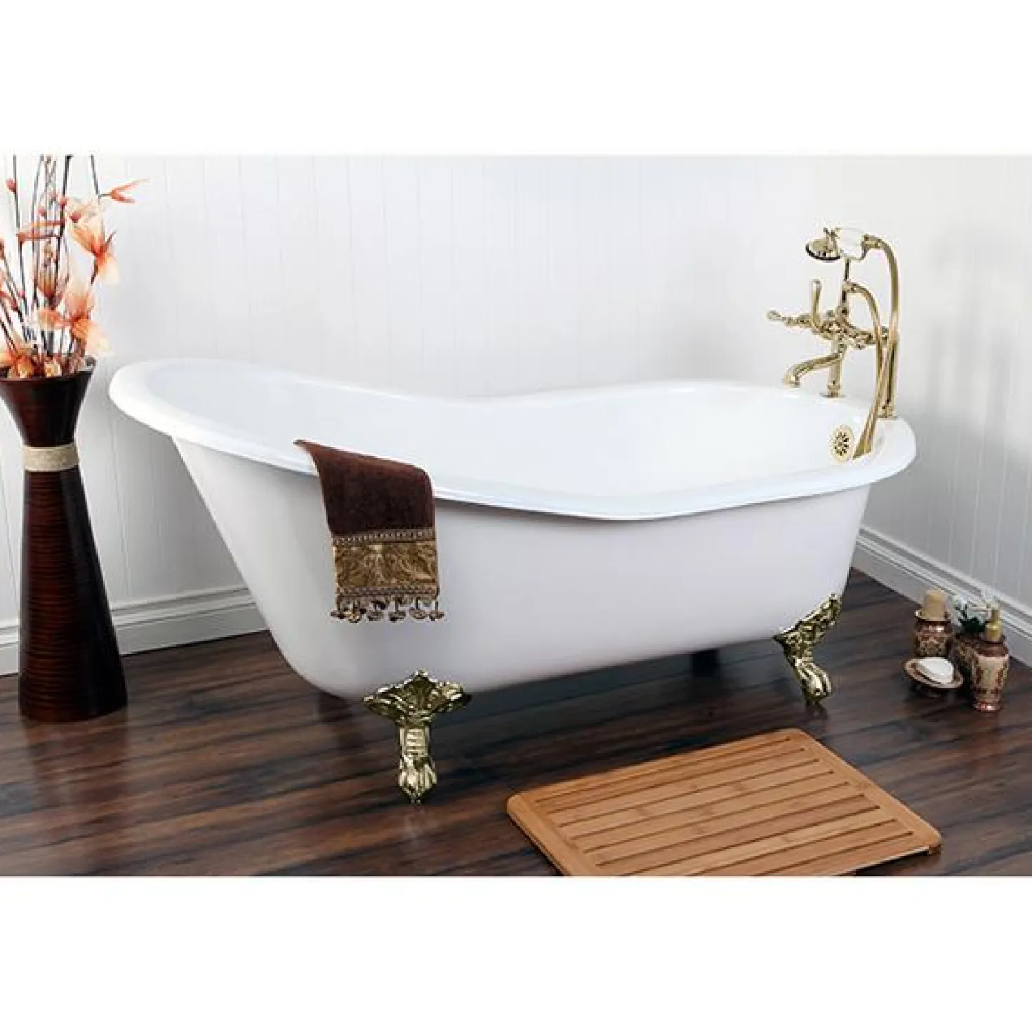 Kingston Brass Vintage 7" Classic Deck Mount Clawfoot Tub Filler Faucet with Hand Shower