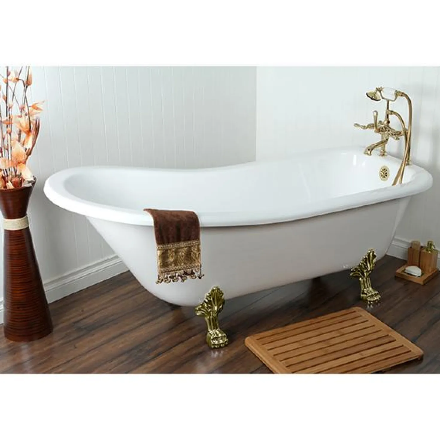 Kingston Brass Vintage 7" Classic Deck Mount Clawfoot Tub Filler Faucet with Hand Shower