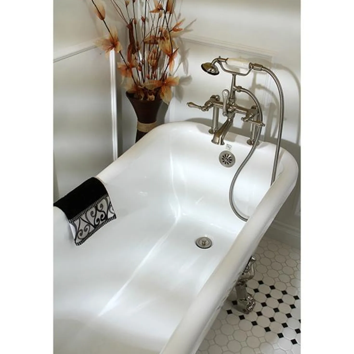 Kingston Brass Vintage 7" Classic Deck Mount Clawfoot Tub Filler Faucet with Hand Shower