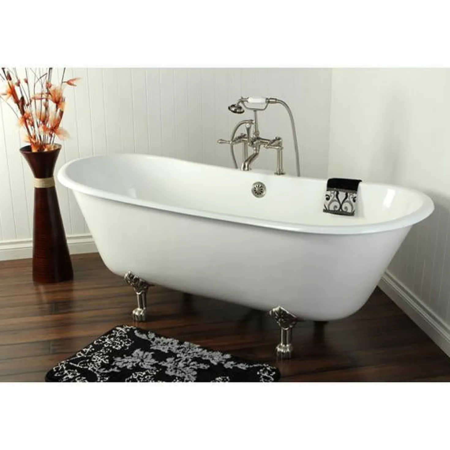 Kingston Brass Vintage 7" Classic Deck Mount Clawfoot Tub Filler Faucet with Hand Shower