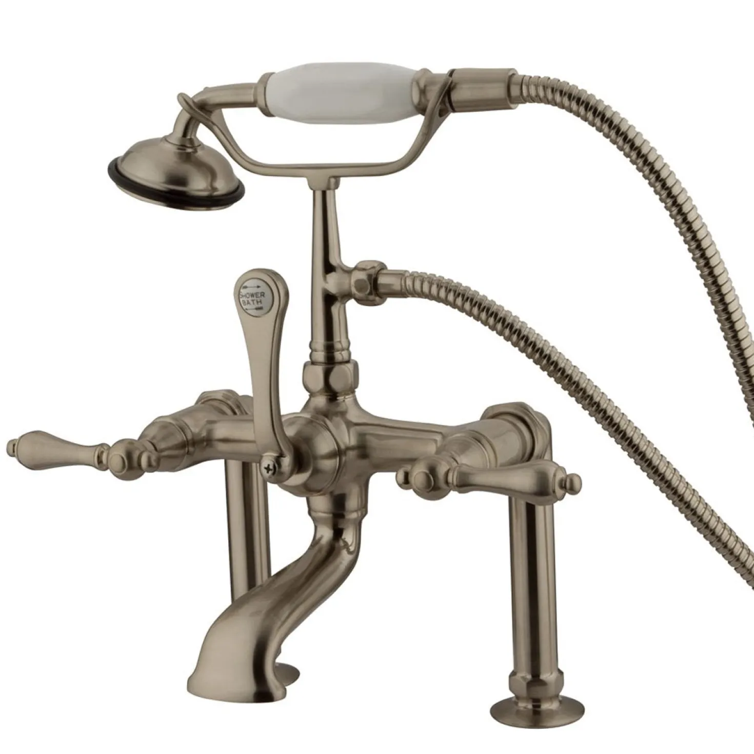 Kingston Brass Vintage 7" Classic Deck Mount Clawfoot Tub Filler Faucet with Hand Shower