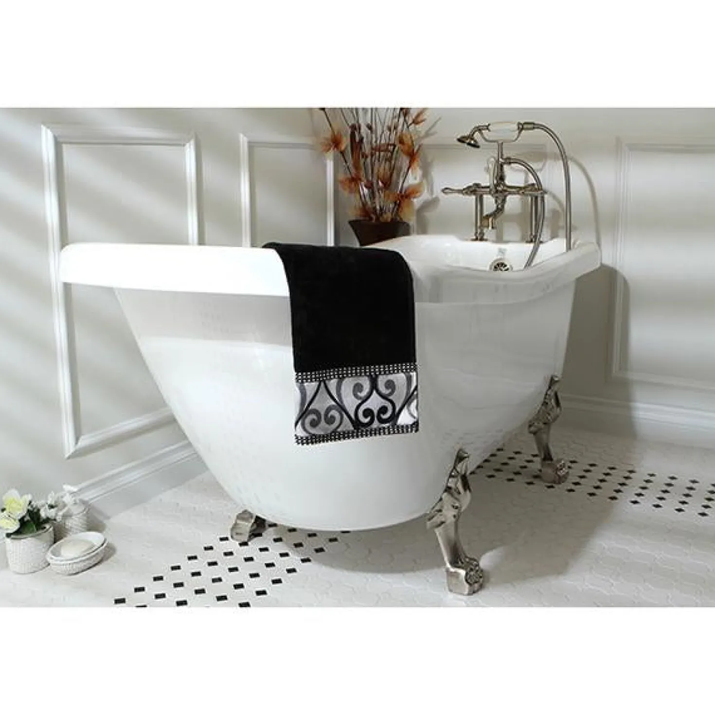 Kingston Brass Vintage 7" Classic Deck Mount Clawfoot Tub Filler Faucet with Hand Shower