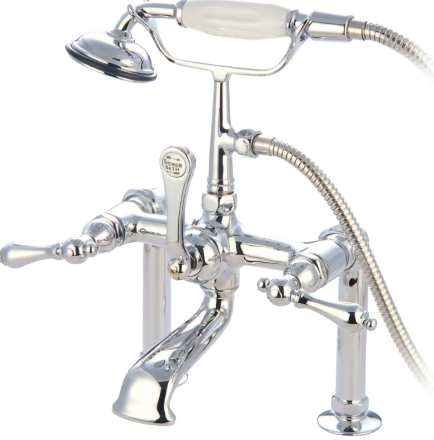 Kingston Brass Vintage 7" Classic Deck Mount Clawfoot Tub Filler Faucet with Hand Shower