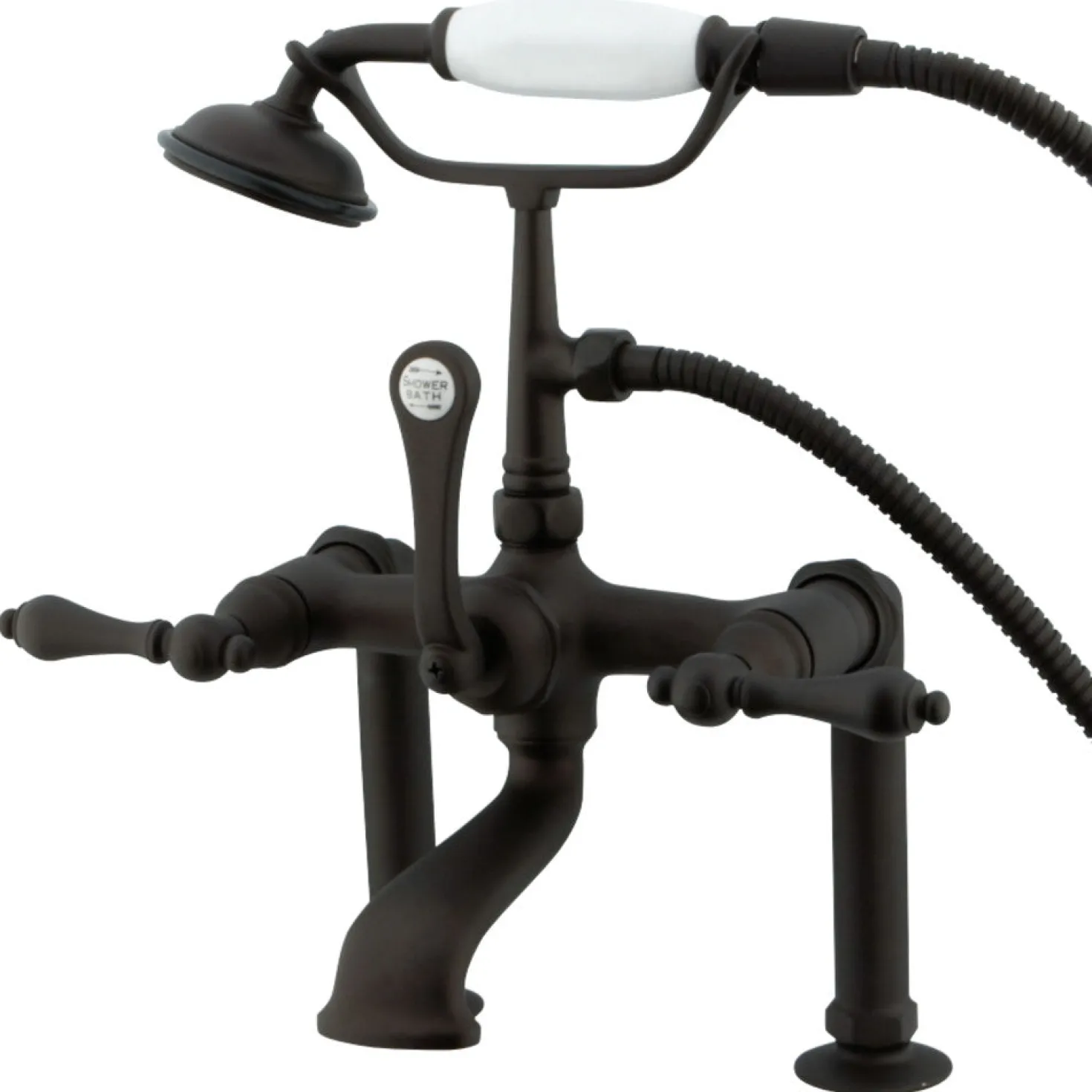 Kingston Brass Vintage 7" Classic Deck Mount Clawfoot Tub Filler Faucet with Hand Shower