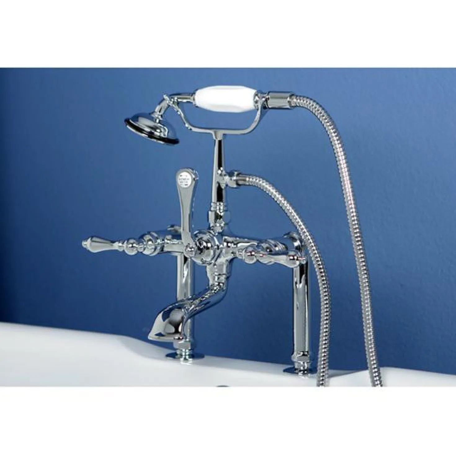 Kingston Brass Vintage 7" Classic Deck Mount Clawfoot Tub Filler Faucet with Hand Shower