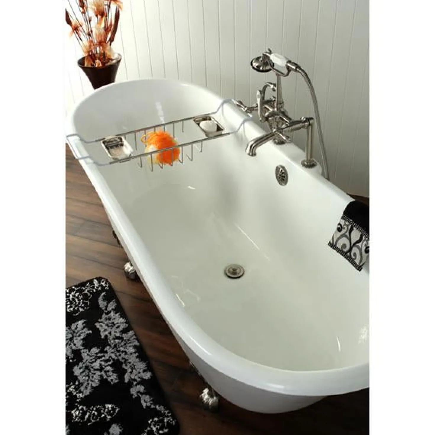 Kingston Brass Vintage 7" Classic Deck Mount Clawfoot Tub Filler Faucet with Hand Shower
