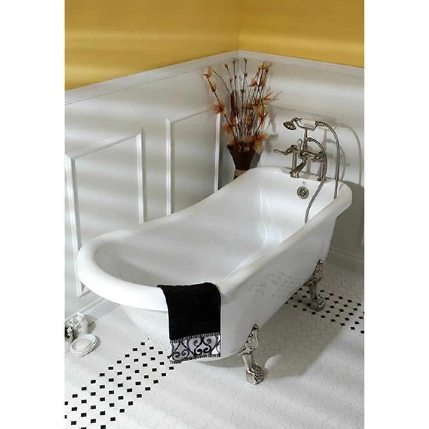 Kingston Brass Vintage 7" Classic Deck Mount Clawfoot Tub Filler Faucet with Hand Shower