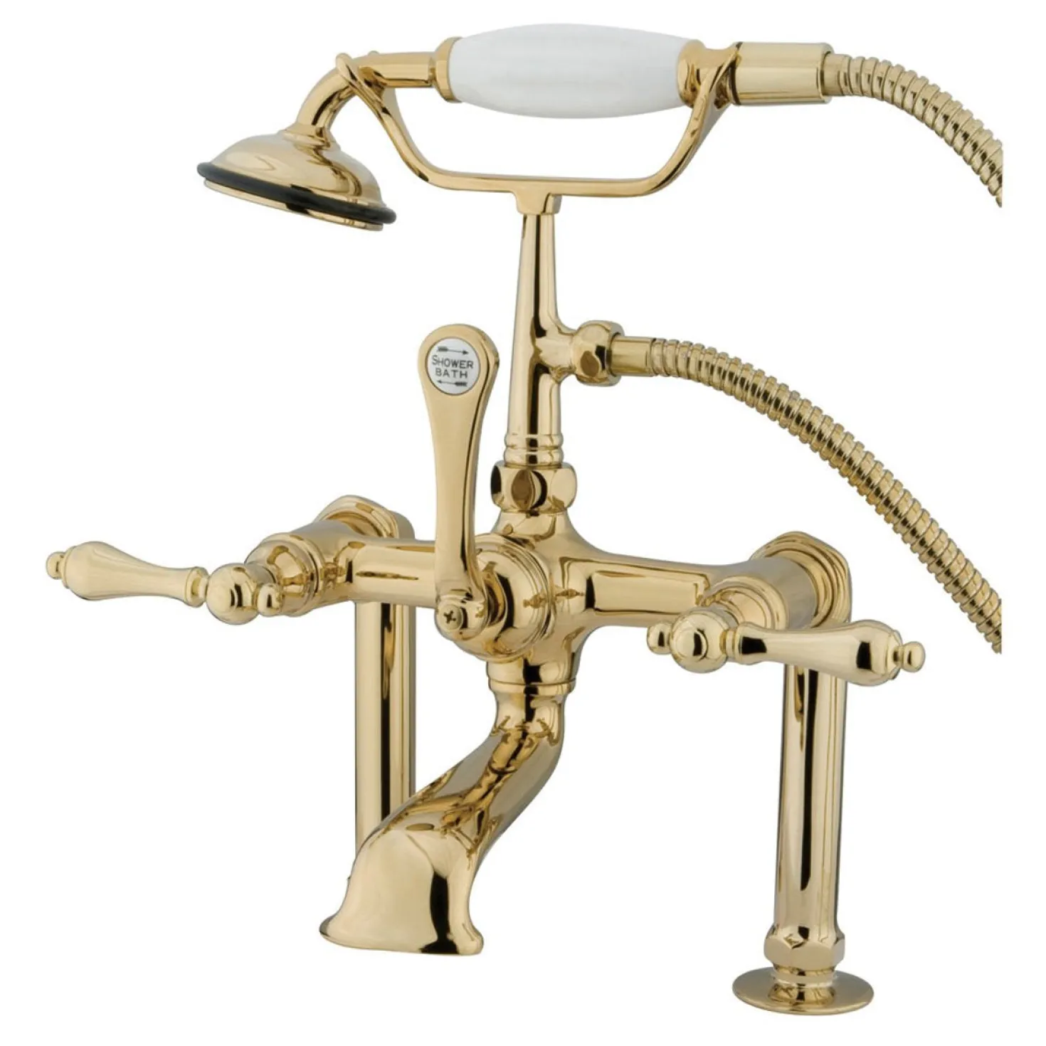 Kingston Brass Vintage 7" Classic Deck Mount Clawfoot Tub Filler Faucet with Hand Shower