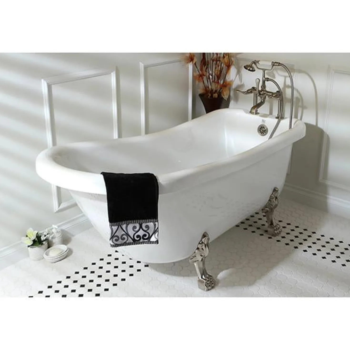 Kingston Brass Vintage 7" Classic Deck Mount Clawfoot Tub Filler Faucet with Hand Shower