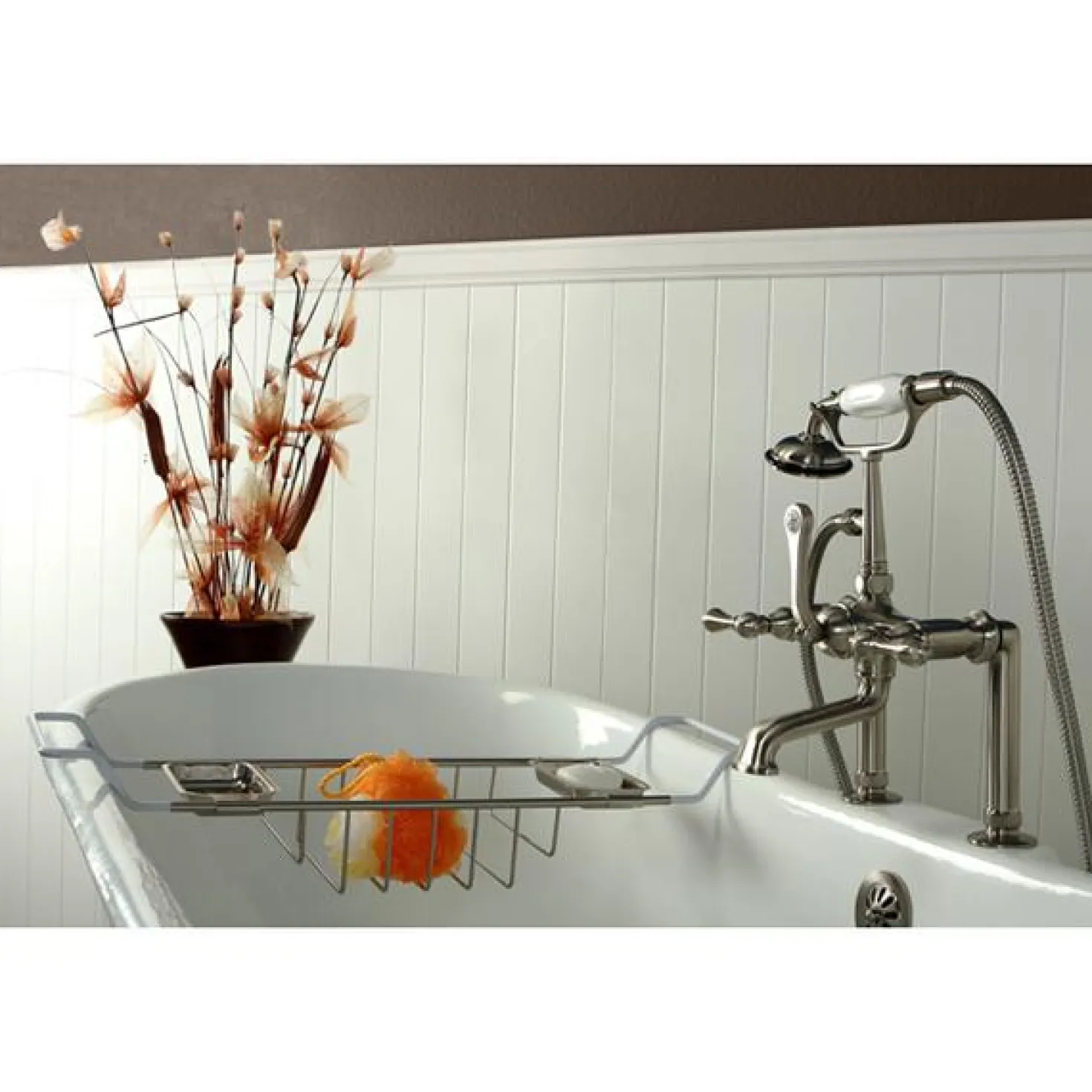 Kingston Brass Vintage 7" Classic Deck Mount Clawfoot Tub Filler Faucet with Hand Shower