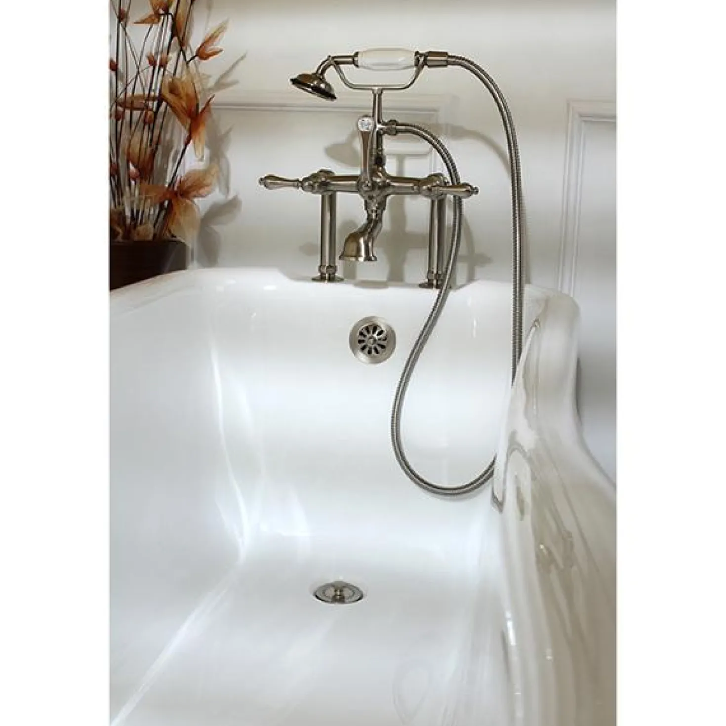 Kingston Brass Vintage 7" Classic Deck Mount Clawfoot Tub Filler Faucet with Hand Shower