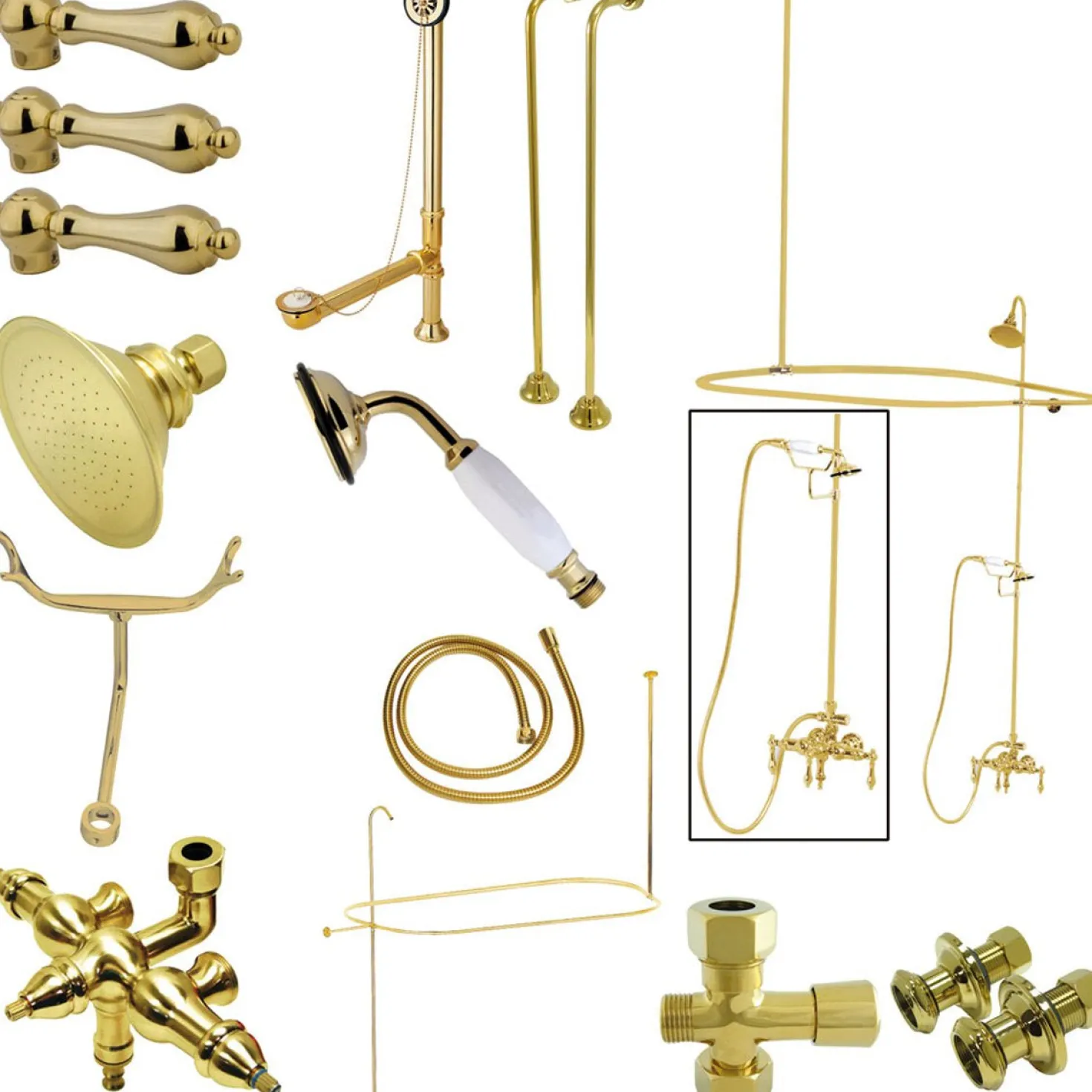 Kingston Brass Vintage Clawfoot Tub Package with 22" Supply Lines and 62" Shower Riser