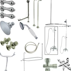 Kingston Brass Vintage Clawfoot Tub Package with 22" Supply Lines and 62" Shower Riser
