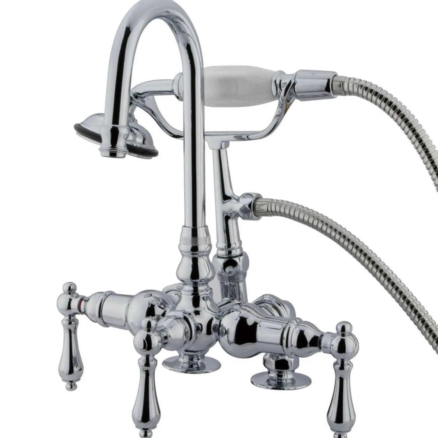 Kingston Brass Vintage 3-3/8" Clawfoot Deck Mount Tub Filler with Hand Shower