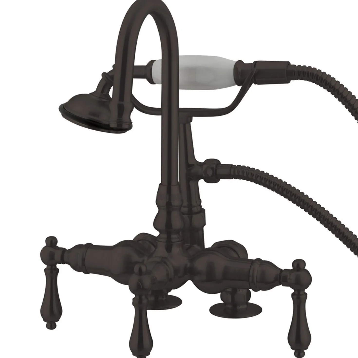 Kingston Brass Vintage 3-3/8" Clawfoot Deck Mount Tub Filler with Hand Shower