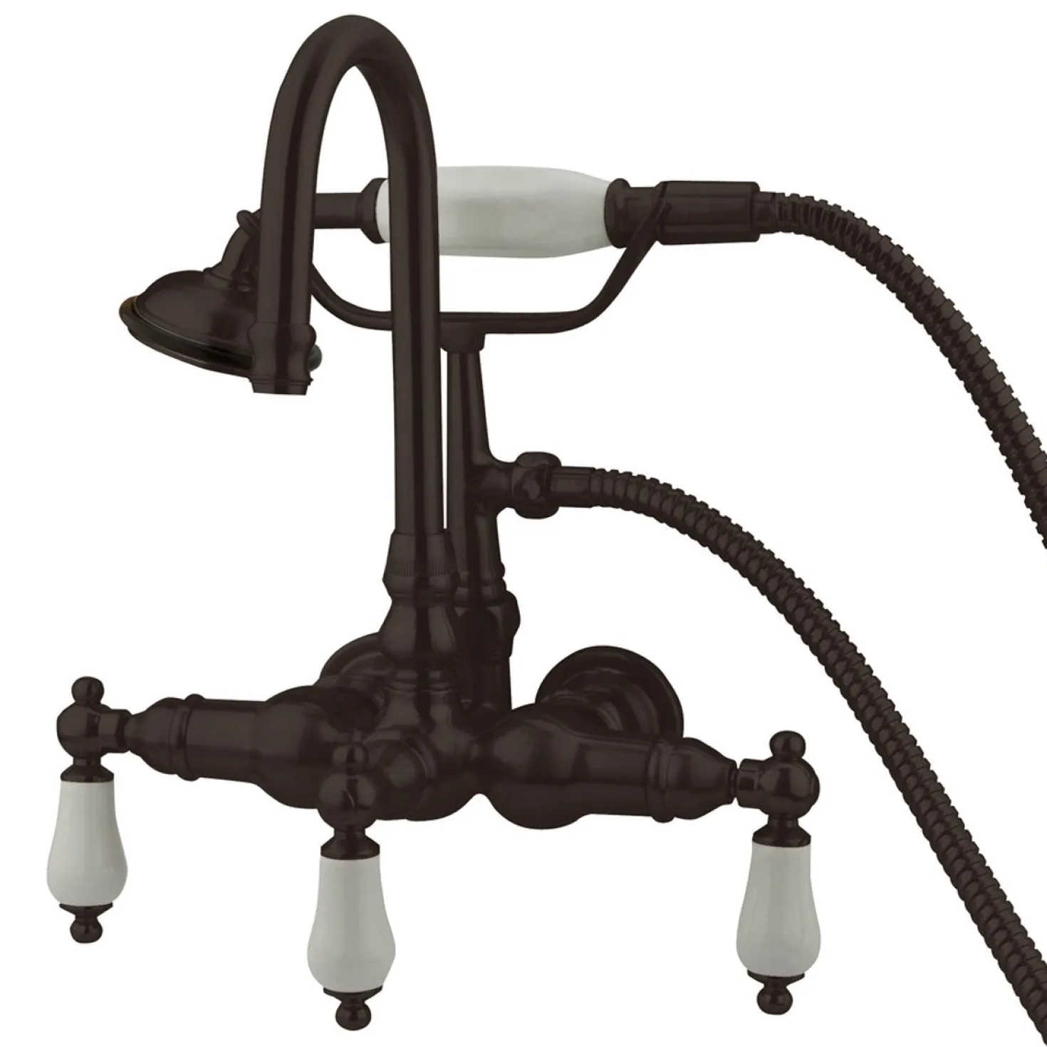Kingston Brass Vintage 3-3/8" Clawfoot Wall Mount Tub Filler with Hand Shower