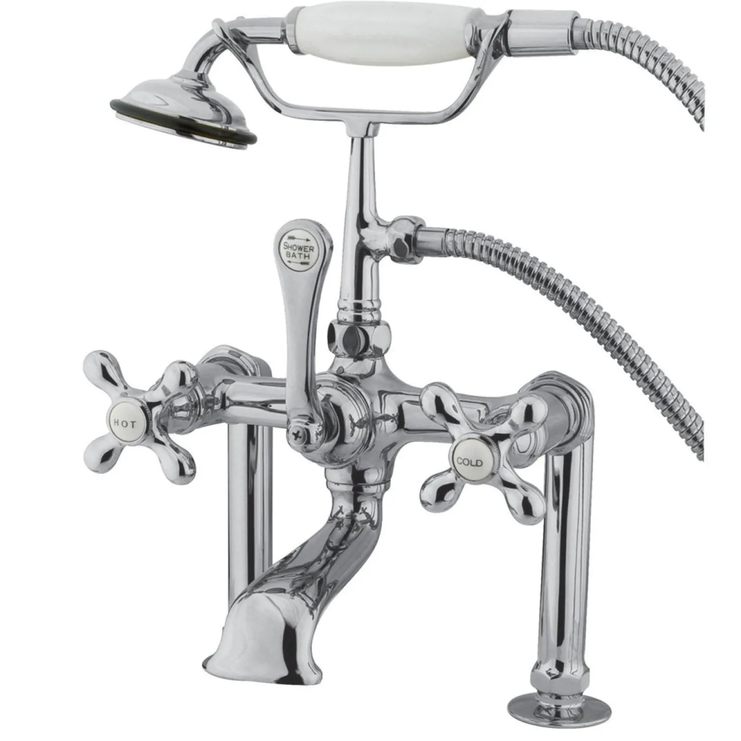 Kingston Brass Vintage 7" Clawfoot Deck Mount Tub Filler Faucet with Hand Shower