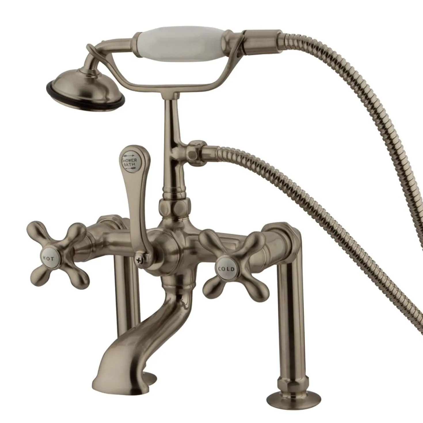 Kingston Brass Vintage 7" Clawfoot Deck Mount Tub Filler Faucet with Hand Shower